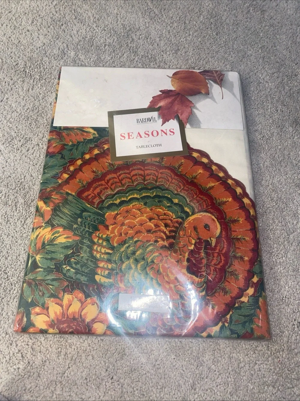 Bardwil‎ Seasons Turkey Thanksgiving VTG Tablecloth 52”x70” Oblong Autumn Hill